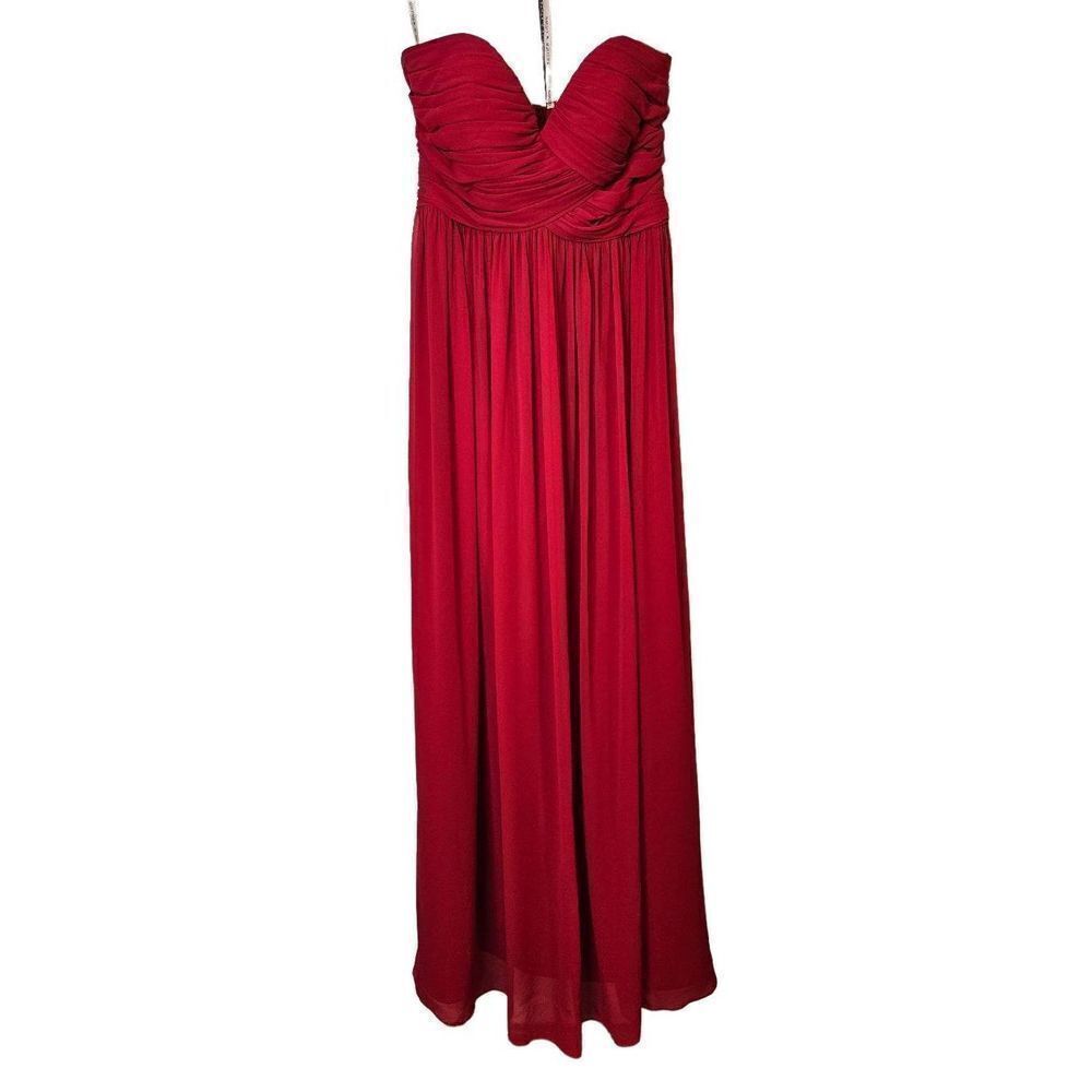 Gather & Gown red strapless chiffon gown. Size 10. NWT.